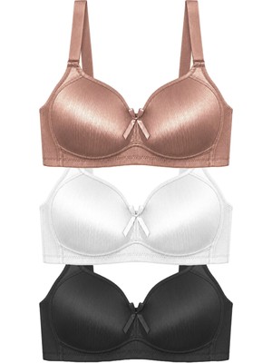 Cottonhill Bra - Elvia | Büyük Beden Parlak Balensiz Straplez Minimizer Kadın Sütyen 3'lü Paket-3