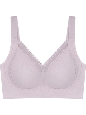 Cottonhill Seamless Bra - Seravia | Lila Lazer Kesim Dantelli Minimizer Kadın Sütyen