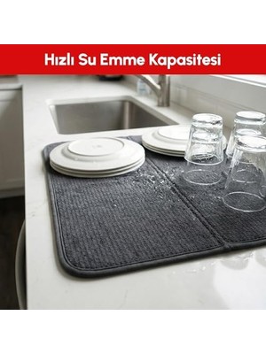 Sefa Ticaret Pıkas 2’li Mikrofiber Bulaşık Kurutma Matı 36X44 cm – Ultra Emici Mat Tezgah Üstü Bulaşık Pedi