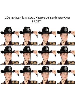 Magicool Kovboy Şerif Şapkası Siyah 12 Adet - Kostüm, Parti ve Gösteri Şapkası