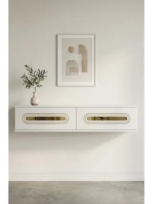 Vivense Rany Dresuar Antre Hol Rafı Beyaz Gold 120 cm DA1220BG