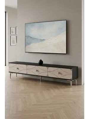 Vivense Alfa Tv Sehpası Antasit Traverten Silver 180 cm TSA1897ATS
