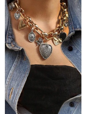 New Obsessions Gold Charm Madalyon Kolye