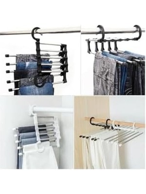 Sefa Ticaret Pantolon Askısı Hareketli Dolap Içi 2 Katlı Katlanabilir 5'li,pantolon,kravat,etek,şal,elbise Için Organizer Askı