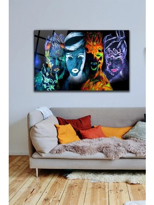 Marsilyan Neon Dekoratif Cam Tablo | Salon ve Ofis Duvar Dekoru | Seri 3lvytx