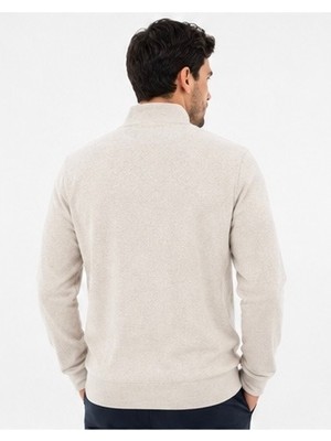 Lacoste Fermuar Yaka Bej  Regular Fit Uzun Kol