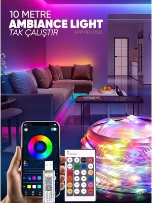 Sefa Ticaret Amber LED Pixel Rgb Magic Peri Işık - 5V USB Girişli, Bluetooth Uygulamalı, Uzaktan Kumandalı, Müziğe Duyarlı, Suya Dayanıklı, Parti, Yılbaşı, Doğum Günü, Eğlence Için (10 Metre)
