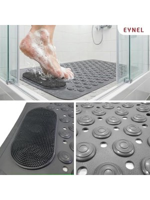 Sefa Ticaret Vantuzlu Banyo ve Duş Kaydırmazı Duşa Kabin Küvet Içi Vantuzlu Banyo Duş Paspası (35X69 Cm) (Gri)