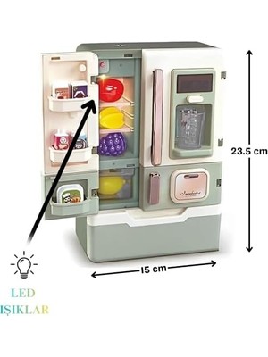 Sefa Ticaret /oyuncak Buhar Efektli Buzdolabı 28 Parça Aksesuarlı Sesli Müzikli LED Işıklı Pilli Eğitici Gerçekçi