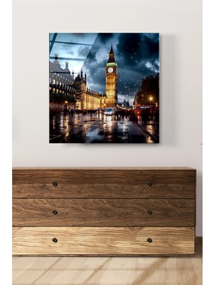 Marsilyan Londra Dekoratif Cam Duvar Tablosu | Modern Salon Dekoru | Seri RM4IRT
