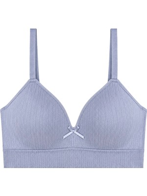 Cottonhill Bra - Mirel | Gri Büyük Beden Bambu Desenli Balensiz Minimizer Kadın Sütyen