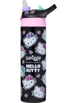 Smiggle Hello Kitty Desenli  Paslanmaz Çelik Pipetli MATARA520 ml