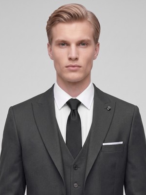 Plus Scorpion TK6896 Erkek 3 Parça Slim Fit Çift Yırtmaçlı Takım Elbise Yelekli Şık Klasik Takım 6 Drop