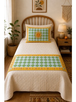 Evdek Tek Kişilik Kapitoneli Yatak Runner ve Yastık Kılıfı 60x150 Cm 6ETD4