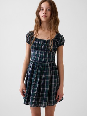 Gap Kız Çocuk Yeşil Puff-Sleeve Elbise