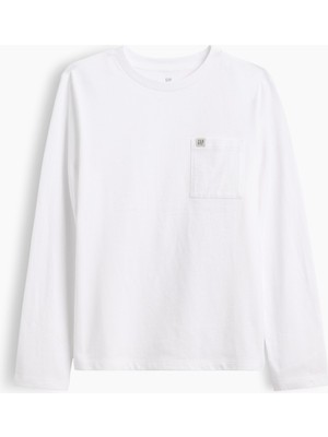 Gap Erkek Çocuk Beyaz Logo Cepli T-Shirt