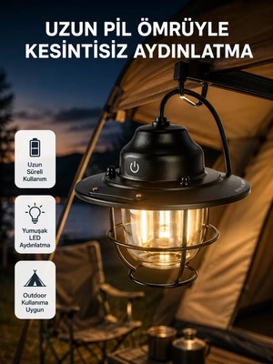 Nemere Ithalat Outdoor Retro Kamp Işığı Uzun Ömürlü Pil Taşınabilir Suya Dayanıklı