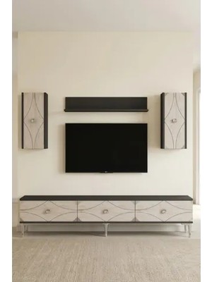Vivense Alfa Tv Ünitesi Antrasit Beyaz Silver 180 cm TVR1897ATS