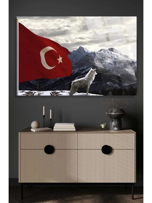 Marsilyan Kurt Türkçülük Ülkücülük Modern Cam Tablo | Şık Duvar Sanatı ve Ev Dekoru | Seri KUDH5O