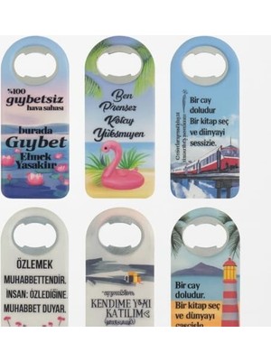 Sefa Ticaret 2'li Set Magnetli Şişe Açacağı | Çift Yönlü Desenli Dekoratif Buzdolabı Açacağı | Komik Sözlü ve Temalı Çeyizlik Mutfak Aksesuarı