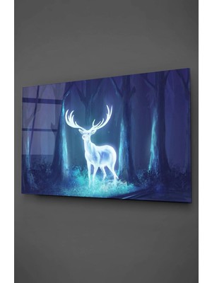 Marsilyan Neon Efekt Geyik Cam Tablo | Şık Modern Duvar Dekorasyonu | Seri Xwekwd