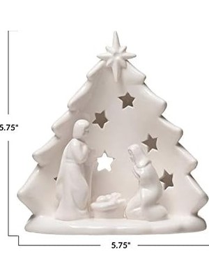 Sefa Ticaret Creative Co-Op U x 10,16 cm G x 13,24 cm Y Ağaç ve Kesimli, Beyaz Figürler ve Heykelcikler, Çoklu Seramik
