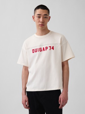 Gap Erkek Krem Ouigap Heavyweight Crop Logo T-Shirt