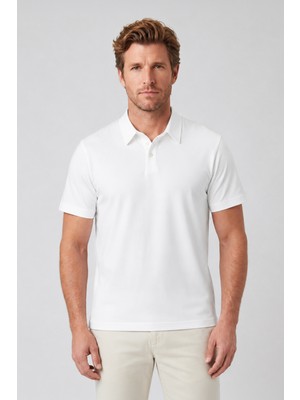 goffra Erkek Prestige Polo Yaka Tişört 110S Pima Pamuğu Likit Amonyak Merserize Beyaz M120-K0141-01
