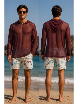Bonitas Erkek Kapşonlu Tül Plaj T-Shirt