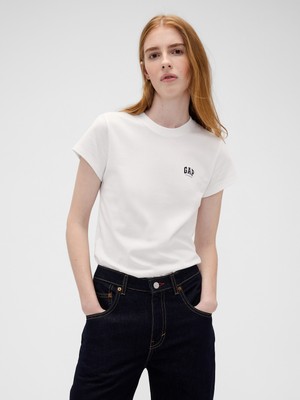 Gap Kadın Beyaz Gap × Victoria Beckham Organik Pamuk Logo T-Shirt