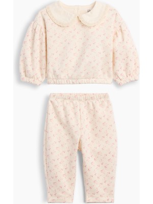 Gap Bebek Beyaz Vintagesoft Dantel Yaka Sweat Set
