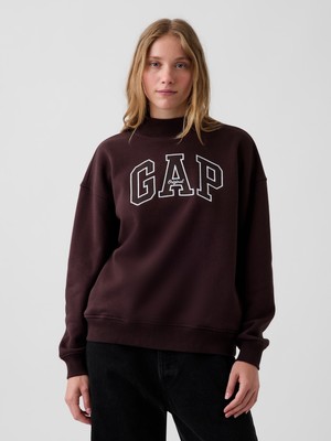 Gap Kadın Kahverengi Vintagesoft Oversized Mockneck Logo Sweatshirt