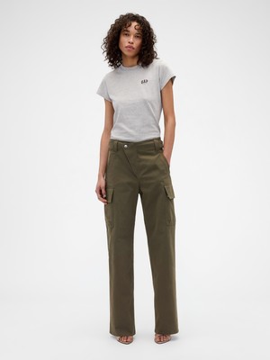Gap Kadın Haki Gap × Victoria Beckham High Rise Kargo Pantolon
