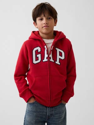 Gap Erkek Çocuk Kırmızı Sherpa Astarlı Logo Fermuarlı Sweatshirt