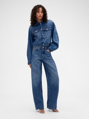 Gap Kadın Mavi Gap × Victoria Beckham High Rise Arc Jean Pantolon