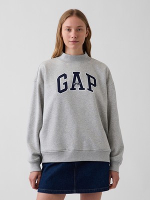 Gap Kadın Gri Vintagesoft Oversized Mockneck Logo Sweatshirt