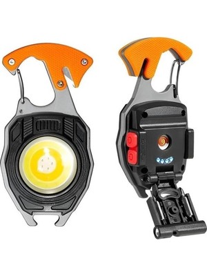 Rigour Çok Fonksiyonlu Mini LED Lamba Anahtarlık ve Çakmak USB Şarjlı Kamp Için Taşınabilir Tam 7 Modlu