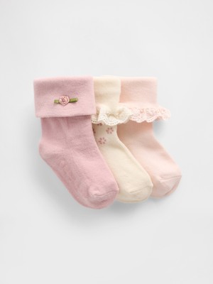 Gap Bebek Açık Pembe Foldover Çorap (3’lü)