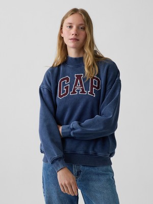 Gap Kadın Lacivert Vintagesoft Oversized Mockneck Logo Sweatshirt