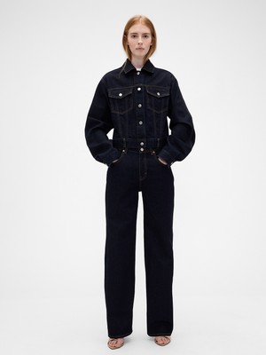 Gap Kadın Koyu Mavi Gap × Victoria Beckham High Rise Straight Jean Pantolon