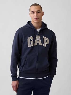 Gap Erkek Lacivert Vintagesoft Arch Logo Tam Fermuarlı Sweatshirt