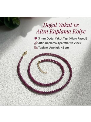Taşmir Gerçek Yakut Taşı Doğal Taş Kolye 3 mm