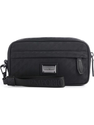 Emporio Armani Erkek Fermuarlı Ön Bölmeli Kısa Askılı Siyah El Çantası EM007051 AF28798-UC001