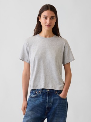 Gap Kadın Açık Gri Supima® Pamuk Relaxed T-Shirt