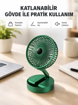 Nemere Ithalat Şarjlı Katlanabilir Mini Fan – 3 Kademe Hız Ayarı, Taşınabilir Tasarım