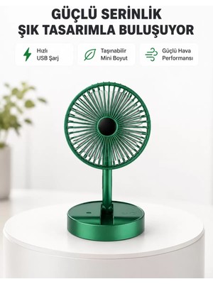 Nemere Ithalat Katlanabilir Mini Fan – 3 Kademeli Soğutma, Şarjlı
