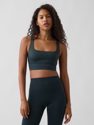 Gap Kadın Yeşil Gapfit Yumuşak Kare Yaka Spor Sütyeni