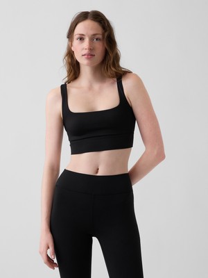 Gap Kadın Siyah Gapfit Yumuşak Kare Yaka Spor Sütyeni
