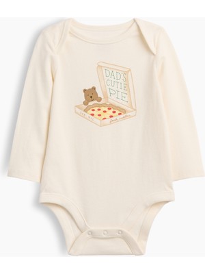 Gap Bebek Krem First Favorites Organik Pamuk Grafik Baskılı Bodysuit