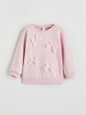 Lc Waikiki Yeni Sezon Bisiklet Yaka Fiyonk Detaylı Kız Çocuk Sweatshirt